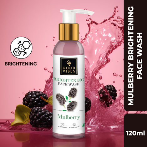 Good Vibes Mulberry Brightening Face Wash | Cleansing, Lightening | With Papaya | No Parabens, No Mineral Oil, No Animal Testing (120 ml)