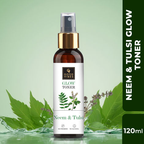 Good Vibes Neem & Tulsi Glow Toner | With Cucumber | Hydrating, Purifying | No Parabens, No Alcohol, No Sulphates, No Mineral Oil (120 ml)