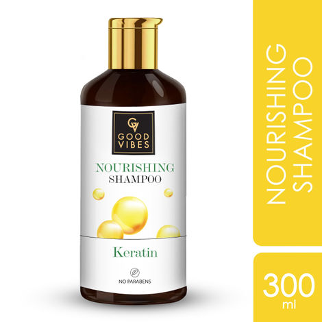 Good Vibes Keratin Nourishing Shampoo | Hair Repair, Anti-Dandruff, Strengthening | With Argan Oil | No Parabens, No Animal Testing (300 ml)