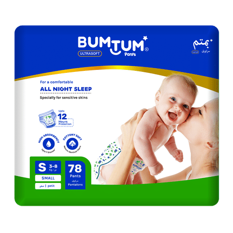 Bumtum Baby Diaper Pants with Double Layer Leakage Protection - 4 to 8 Kg (78 Count, Small, Pack of 1)