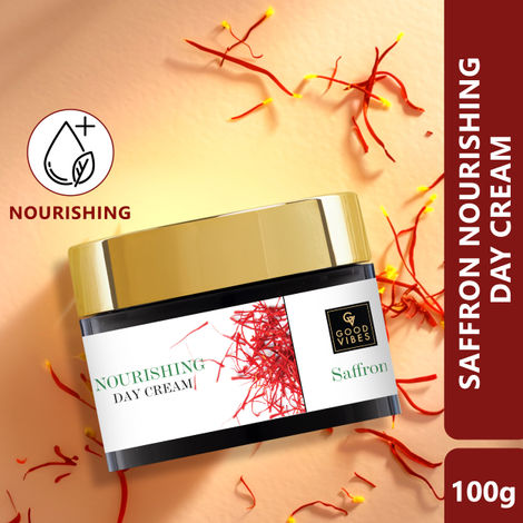 Good Vibes Saffron Nourishing Day Cream | Hydrating, Glow | With Coffee | No Parabens, No Sulphates, No Mineral Oil, No Animal Testing (100 g)