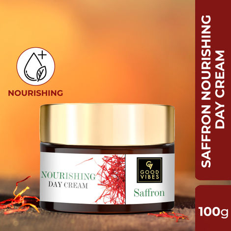 Good Vibes Saffron Nourishing Day Cream | Hydrating, Glow | With Coffee | No Parabens, No Sulphates, No Mineral Oil, No Animal Testing (100 g)