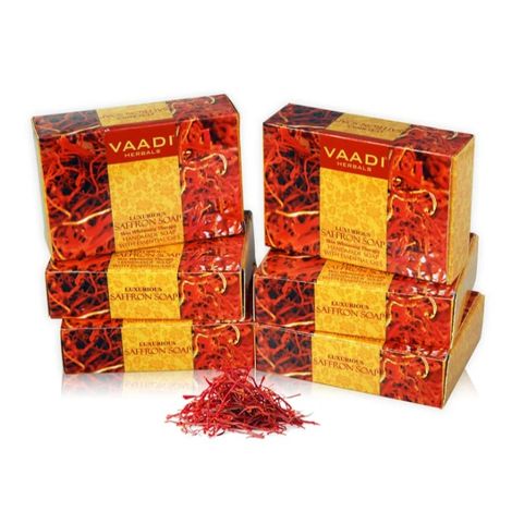 Vaadi Herbals Luxurious Saffron Soap Skin Whitening Therapy (5 + 1 Free) (75 g) (Pack of 6)