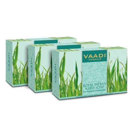 Vaadi Herbals Royal Indian Khus Soap with Olive & Soyabean Oil (75 g) (Pack of 3)