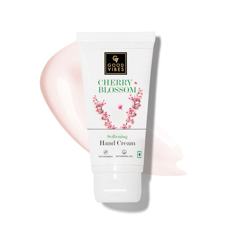 Good Vibes Cherry Blossom Softening Hand Cream | Hydrating, Lightweight, Moisturizing | No Parabens, No Sulphates, No Mineral (50 gm)