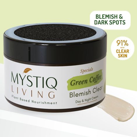 Mystiq Living Anti Pigmentation Green Coffee Blemish Clear Cream (50 Gm) Dark Spots Removal Cream with Niacinamide & Mulburry For Women & Men