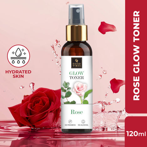 Good Vibes Rose Glow Toner | Lightweight, Brightening, Gulab Jal, Face mist (120 ml)