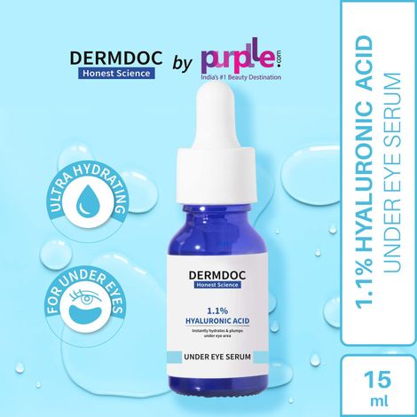 DermDoc by Purplle 1.1% Hyaluronic Acid Under Eye Serum (15ml) | hydrating serum