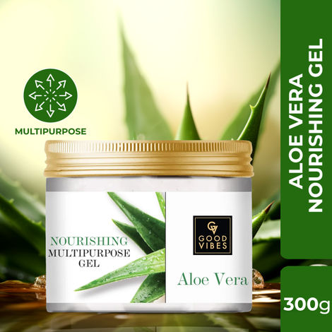 Good Vibes Aloe Vera Nourishing Multipurpose Gel |Anti-Acne, Ageing | With Neem | No Parabens, No Sulphates, No Mineral Oil, No Animal Testing (300 g)