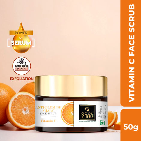 Good Vibes Anti Blemish Glow Vitamic C Face Scrub | Clarifying, Hydrating | With Walnut Shell | No Parabens, No Sulphates, No Mineral Oil, No Animal Testing (50 g)
