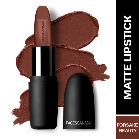 FACES CANADA Weightless Matte Lipstick - Forsake Beauty 01, 4.5g | High Pigment | Smooth One Stroke Glide | Moisturizes & Hydrates Lips | Vitamin E, Jojoba & Almond Oil