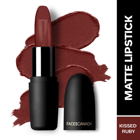 FACES CANADA Weightless Matte Lipstick - Kissed Ruby 13, 4.5g | High Pigment | Smooth One Stroke Glide | Moisturizes & Hydrates Lips | Vitamin E, Jojoba & Almond Oil