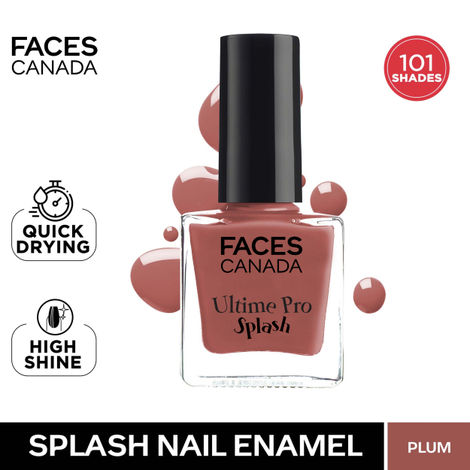 FACES CANADA Ultime Pro Splash Nail Enamel - Plum 207 (8ml) | Quick Drying | Glossy Finish | Long Lasting | No Chip Formula | High Shine Nail Polish For Women | No Harmful Chemicals