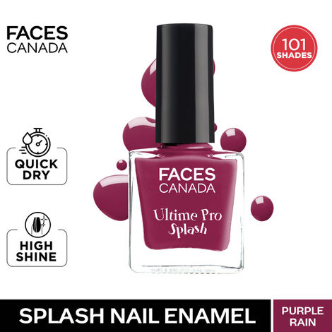 FACES CANADA Ultime Pro Splash Nail Enamel - Purple Rain 19 (8ml) | Quick Drying | Glossy Finish | Long Lasting | No Chip Formula | High Shine Nail Polish For Women | No Harmful Chemicals