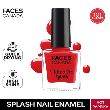 FACES CANADA Ultime Pro Splash Nail Enamel - Hot Paprika 63 (8ml) | Quick Drying | Glossy Finish | Long Lasting | No Chip Formula | High Shine Nail Polish For Women | No Harmful Chemicals