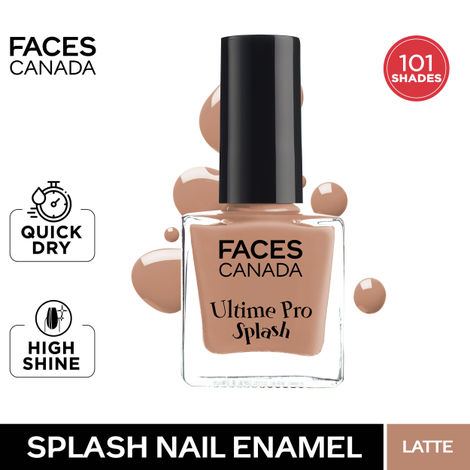 FACES CANADA Ultime Pro Splash Nail Enamel - Latte 125 (8ml) | Quick Drying | Glossy Finish | Long Lasting | No Chip Formula | High Shine Nail Polish For Women | No Harmful Chemicals