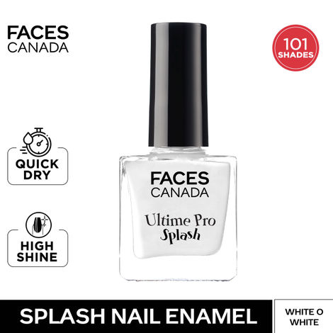 FACES CANADA Ultime Pro Splash Nail Enamel - White O White 14 (8ml) | Quick Drying | Glossy Finish | Long Lasting | No Chip Formula | High Shine Nail Polish For Women | No Harmful Chemicals