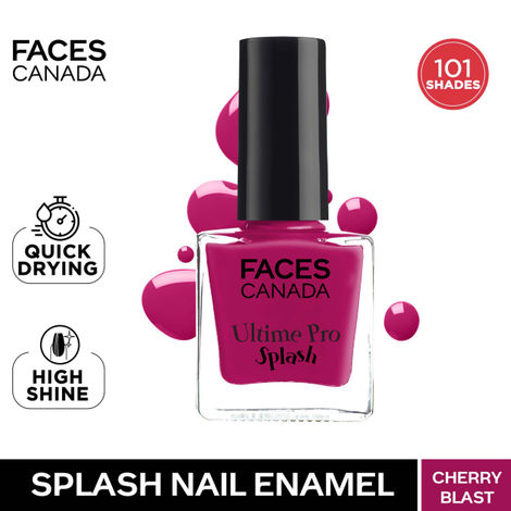 FACES CANADA Ultime Pro Splash Nail Enamel - Cherry Blast 50 (8ml) | Quick Drying | Glossy Finish | Long Lasting | No Chip Formula | High Shine Nail Polish For Women | No Harmful Chemicals