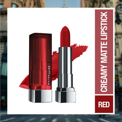 Maybelline New York Color Sensational Creamy Matte Lipstick, 634 Bold Crimson (3.9 g)
