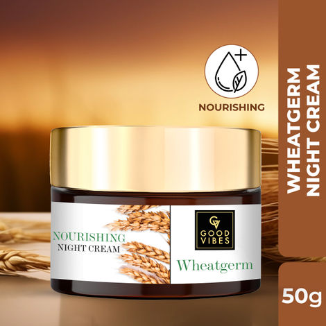 Good Vibes Wheatgerm Nourishing Night Cream | Anti-Inflammatory, Heals Scars | With Almond Oil | No Parabens, No Sulphates, No Mineral Oil (50 g)