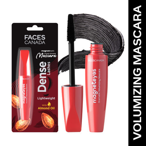 FACES CANADA Magneteyes Dramatic Volumizing Mascara - Black, 9.5ml | Lightweight, Denser & Longer Lashes | Intense Black Finish | Long Lasting | With Almond Oil