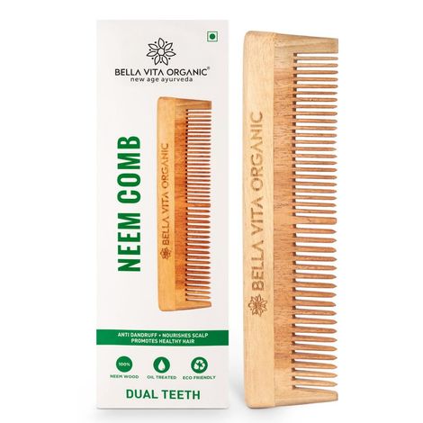 Bella Vita Organic Dual Teeth Wooden Neem Comb(1 Pc)