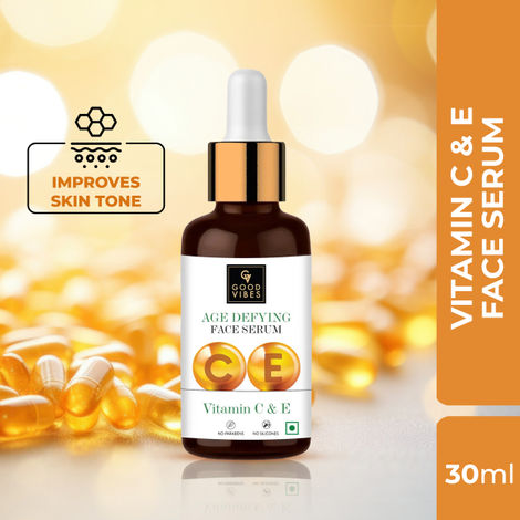 Good Vibes Vitamin C & E Age Defying Serum | Reduces Wrinkles, Lighten Scars | No Parabens, No Sulphates, No Mineral Oil, No Animal Testing (30 ml)