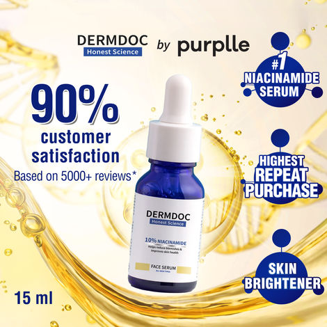 DERMDOC by Purplle 10% Niacinamide Face Serum (15ml) | skin radiance face serum | niacinamide serum | niacinamide for face | niacinamide serum for oily skin | skin brightening serum