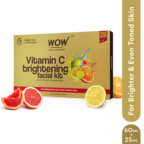 WOW Skin Science Vitamin C Brightening Facial Kit with Rose Water | For All Skin Types | 6 Easy Steps | For Brighter and Even Toned Skin |For Men & Women | Pack of 7 60ml+25ml
