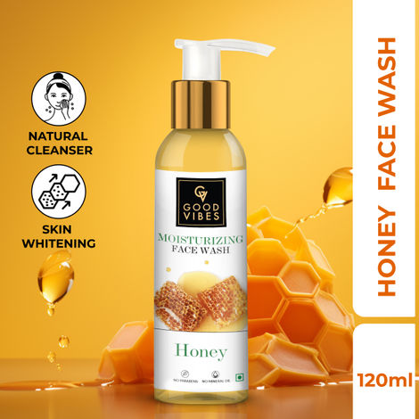 Good Vibes Honey Moisturizing Face Wash | Lightening, Moisturizing | No Parabens, No Mineral Oil, No Animal Testing (120 ml)