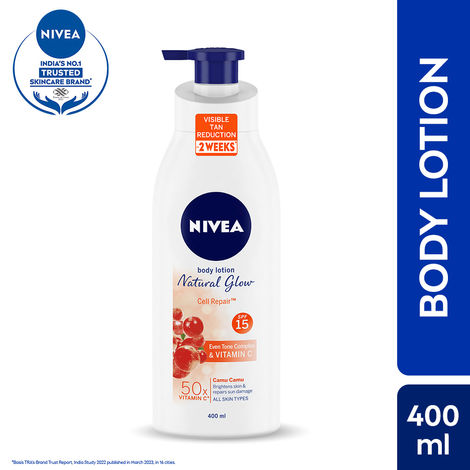 Nivea Body Lotion, Natural Glow Cell Repair SPF 15, For All Skin Types (400 ml)