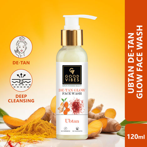 Good Vibes Ubtan De Tan Glow Face Wash | Tan Removal, Brightening Cleansing (120 ml)