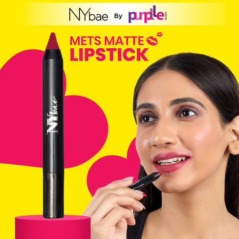 NY Bae Mets Matte Lip Crayon | Creamy Matte Finish |  Moisurizing | Satin Texture | Multipurpose Lipstick | Lip & Cheek Crayon | Purple Lipstick | Plum Passion 43 (2.8 g)