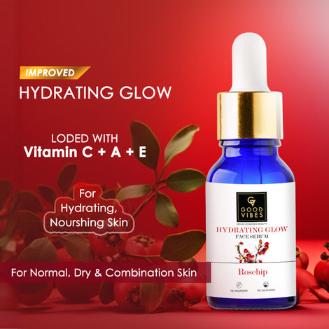 Good Vibes Rosehip Radiant Glow Face Serum | Light, Non-Sticky, Brightening | With Vitamin E | No Parabens, No Sulphates, No Animal Testing (10 ml)
