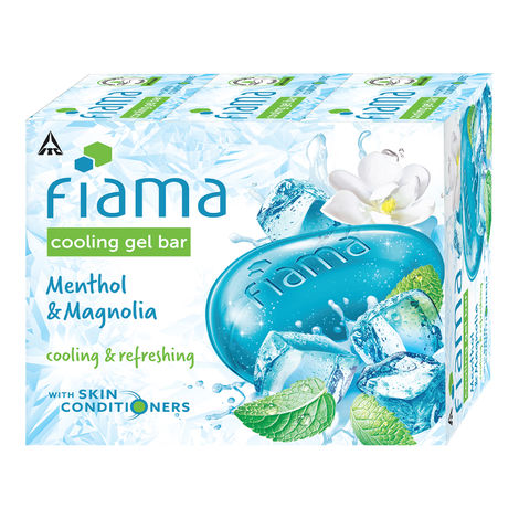 Fiama Cooling Gel Bathing Bar Menthol & Magnolia, with skin conditioners for moisturized skin, 125 g soap (Pack of 3)