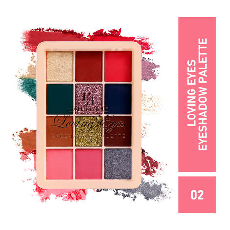 Half N Half 12Colors Loving Eyeshadow Palette, Flawless Shades, Waterproof Durable Highly Pigmented Eye Makeup Set Gift for Women, Waterproof Long Lasting Easy To Blendable, Multiclolur-02 (9.5g)