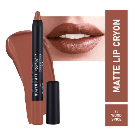 Half N Half Matte Lip Crayon Velvet Soft, Rich Creamy Matte Texture, 24h Super Stay, Waterproof & Non-Transfer, Long Lasting, Matte Finish, 23 Wood Spice (3.5gm)