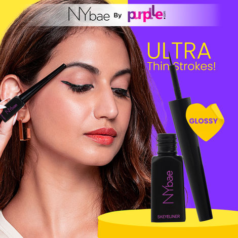 NY Bae Skeyeliner | Black Eyeliner | Glossy Finish | Long Lasting | Everyday Use | Quick Dry | Eye Makeup - Black (5ml)