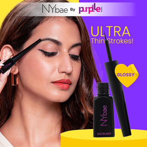 NY Bae Skeyeliner | Black Eyeliner | Glossy Finish | Long Lasting | Everyday Use | Quick Dry | Eye Makeup - Black (5ml)