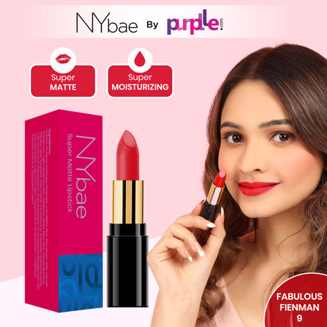 NY Bae Super Matte Lipstick - Fabulous Fienman 9 (4.2 g) | Red | Loaded With Vitamin E | Rich Colour | Long lasting | Smudgeproof | Vegan