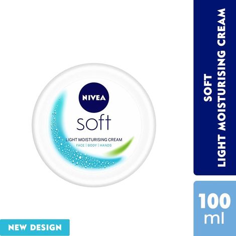 NIVEA SOFT Light cream with Vitamin E & Jojoba oil for Non-sticky- Fresh, Soft & Hydrated skin (100 ml)