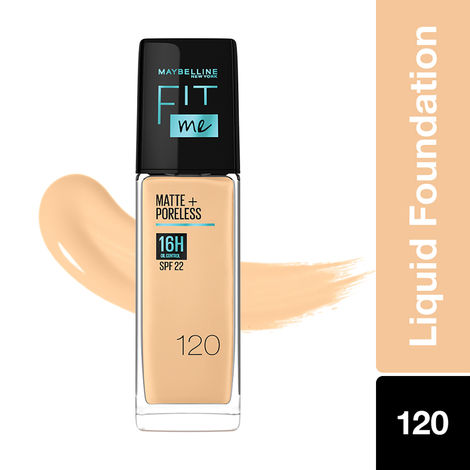 Maybelline New York Fit Me Matte+Poreless Liquid Foundation 16H Oil Control - 120 Classic Ivory, 30 ml