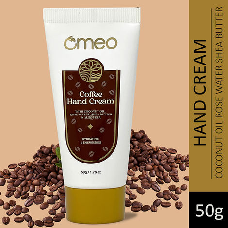 Omeo Coffee Hand Cream infused With the Goodness of Cocount Oil Rose Water Coffee Oil Coocoa been Powder Aloe Vera and shea butter for Hydrating & Moisturization for Men & Women (50 g)