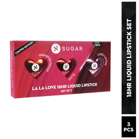 SUGAR Cosmetics La La Love 18HR Liquid Lipstick Set, Transfer-proof, Water-proof, Long-lasting & Matte Finish (Pack of 3) | Gift Set | Premium Gift Kit | Lipstick Set | Makeup Kit