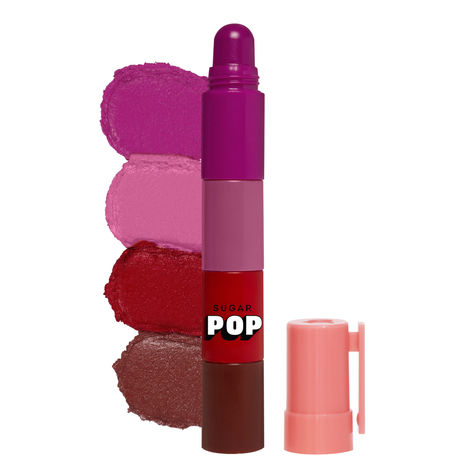 SUGAR POP 4 in 1 Lip Twist - 01 Classic | Multi-use Stackable Lipsticks for Women | Satin Matte Hydrating Formula | 6.4g