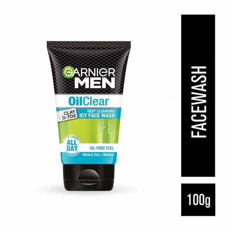 Garnier Men Oil Clear Clay D-Tox Deep Cleansing Icy Face Wash (100 g)
