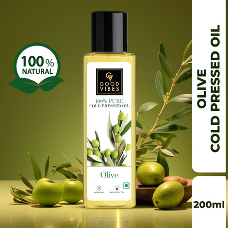 Good Vibes Olive 100% Pure Cold Pressed Carrier Oil For Hair & Skin | Hair Repair, Anti-Ageing | No Parabens, No Animal Testing (100 ml)