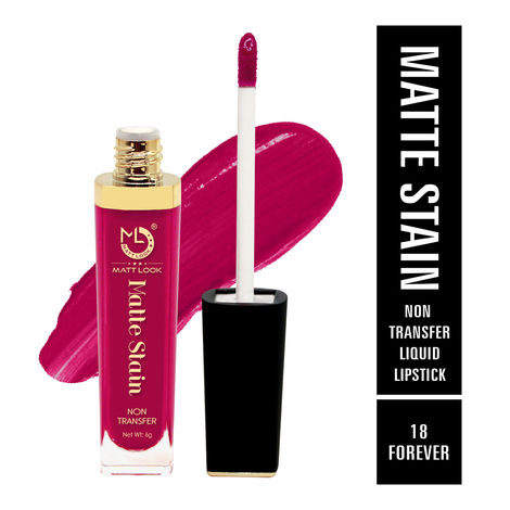 Mattlook Lip Gloss Creamy Matte Stain Lipstick, Non Transfer, Highly Pigmented Colour, Long Lasting, Waterproof, Liquid Lipstick, Forever (6gm)