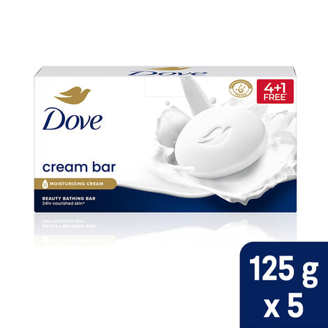 Dove Cream Beauty Bar - Soft, Smooth, Moisturised Skin, 125 g (Buy 4 Get 1 Free)