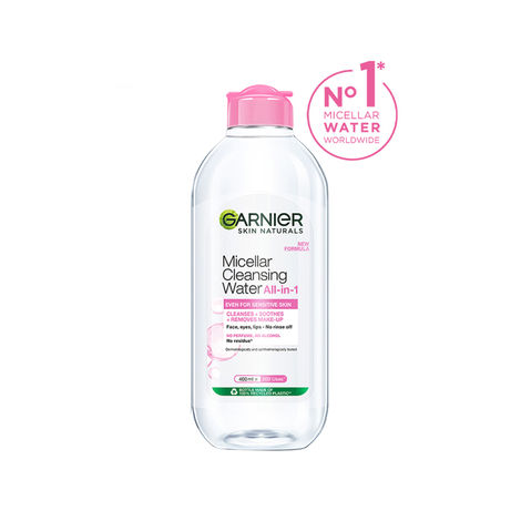 Garnier Micellar Cleansing Water - Gentle Cleanser & Make Up Remover For Everyday Use - Suitable For Sensitive Skin, Dermatologically Tested, Vegan, For Men & Women, Remove 100% Dirt, Pollution, 400ml